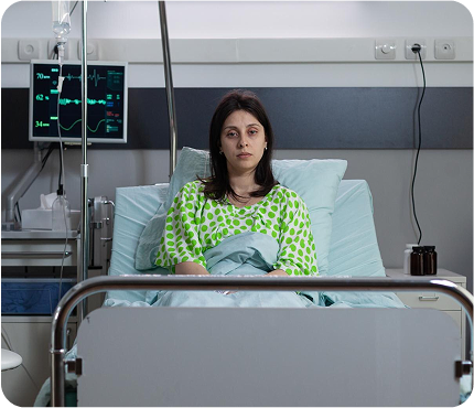 A patient on the hospital bed
